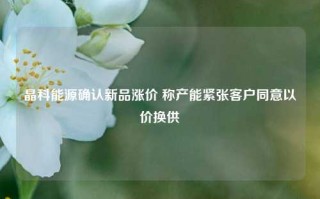 晶科能源确认新品涨价 称产能紧张客户同意以价换供