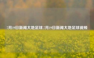 7月19日新闻大地足球,7月19日新闻大地足球视频