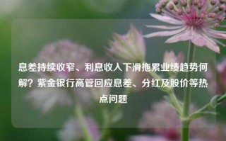 息差持续收窄、利息收入下滑拖累业绩趋势何解？紫金银行高管回应息差、分红及股价等热点问题