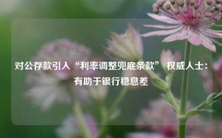 对公存款引入“利率调整兜底条款” 权威人士：有助于银行稳息差