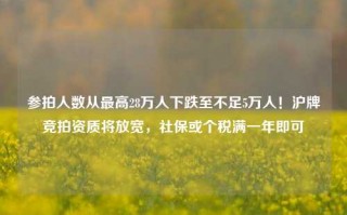 参拍人数从最高28万人下跌至不足5万人！沪牌竞拍资质将放宽，社保或个税满一年即可