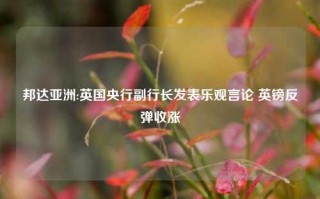 邦达亚洲:英国央行副行长发表乐观言论 英镑反弹收涨