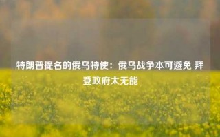 特朗普提名的俄乌特使：俄乌战争本可避免 拜登政府太无能