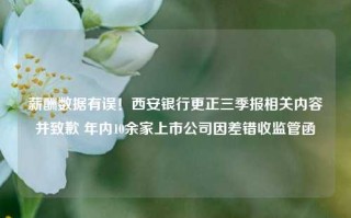 薪酬数据有误！西安银行更正三季报相关内容并致歉 年内10余家上市公司因差错收监管函