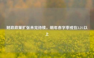 财政政策扩张未完待续，明年赤字率或在3.5%以上