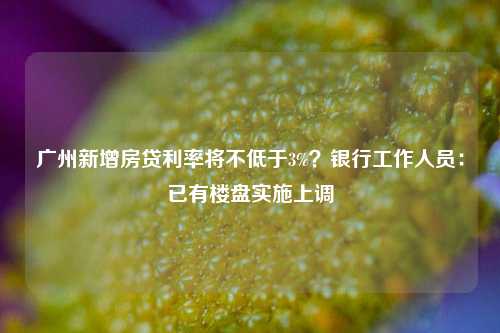 广州新增房贷利率将不低于3%？银行工作人员：已有楼盘实施上调