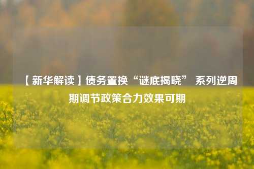 【新华解读】债务置换“谜底揭晓” 系列逆周期调节政策合力效果可期