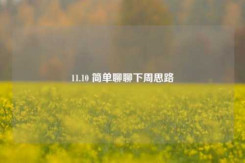 11.10 简单聊聊下周思路