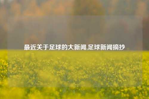 最近关于足球的大新闻,足球新闻摘抄