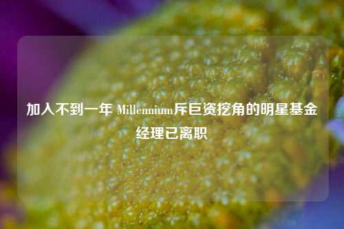 加入不到一年 Millennium斥巨资挖角的明星基金经理已离职