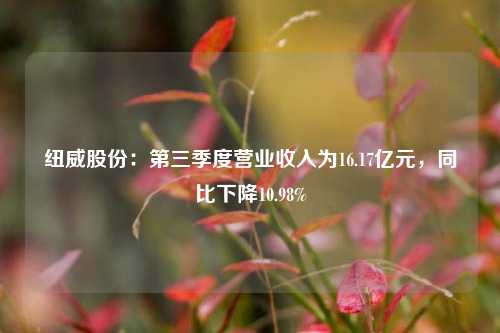 纽威股份：第三季度营业收入为16.17亿元，同比下降10.98%