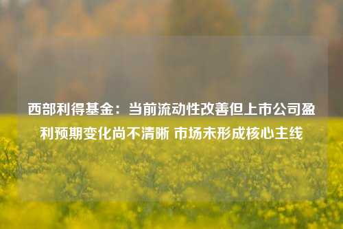 西部利得基金：当前流动性改善但上市公司盈利预期变化尚不清晰 市场未形成核心主线