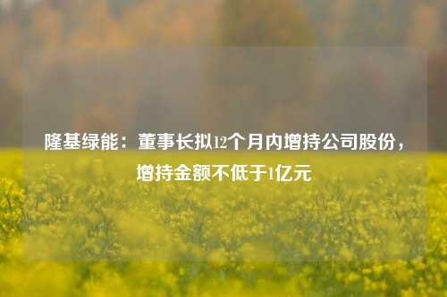 隆基绿能：董事长拟12个月内增持公司股份，增持金额不低于1亿元