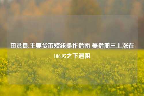 田洪良:主要货币短线操作指南 美指周三上涨在106.95之下遇阻-第1张图片-足球世界