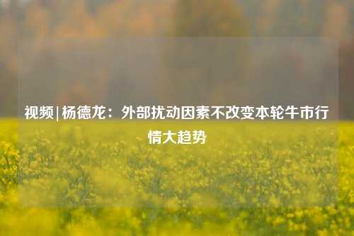 视频|杨德龙：外部扰动因素不改变本轮牛市行情大趋势-第1张图片-足球世界